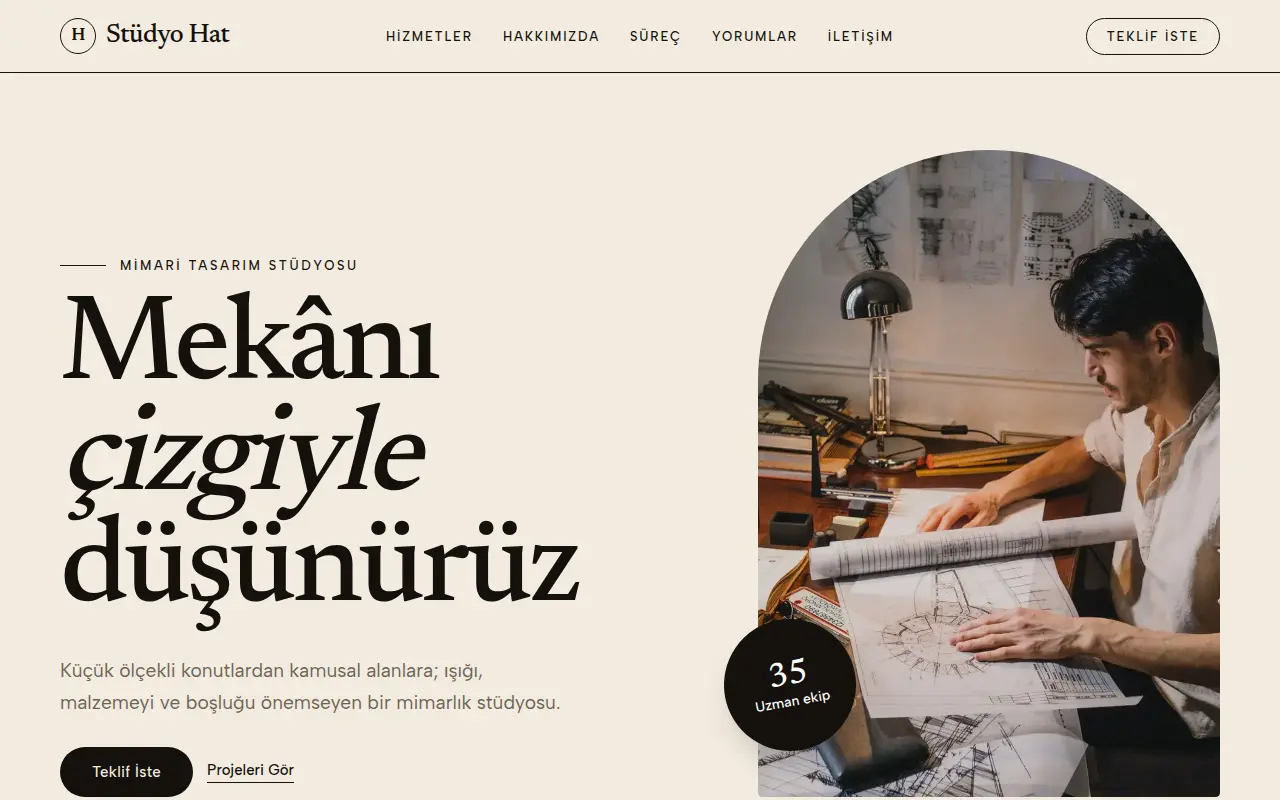 İnşaat Firması Web Sitesi — Stüdyo Hat Mimarlık